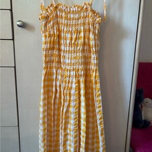 H&M Yellow and White Checkered Maxi Dress